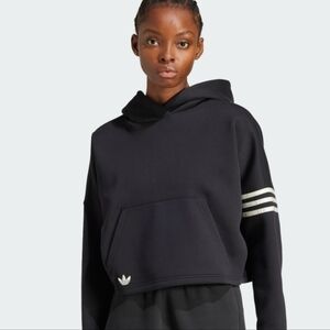 Adidas Black Hoodie with White Stripes MSRP $70